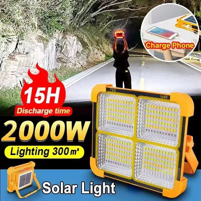 Rechargeable Solar LED Flood Light for Outdoor Use with Portable Spotlight Design