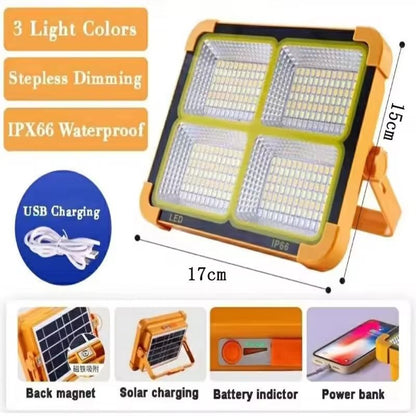 Rechargeable Solar LED Flood Light For Outdoor Use With Portable Spotlight Design 6