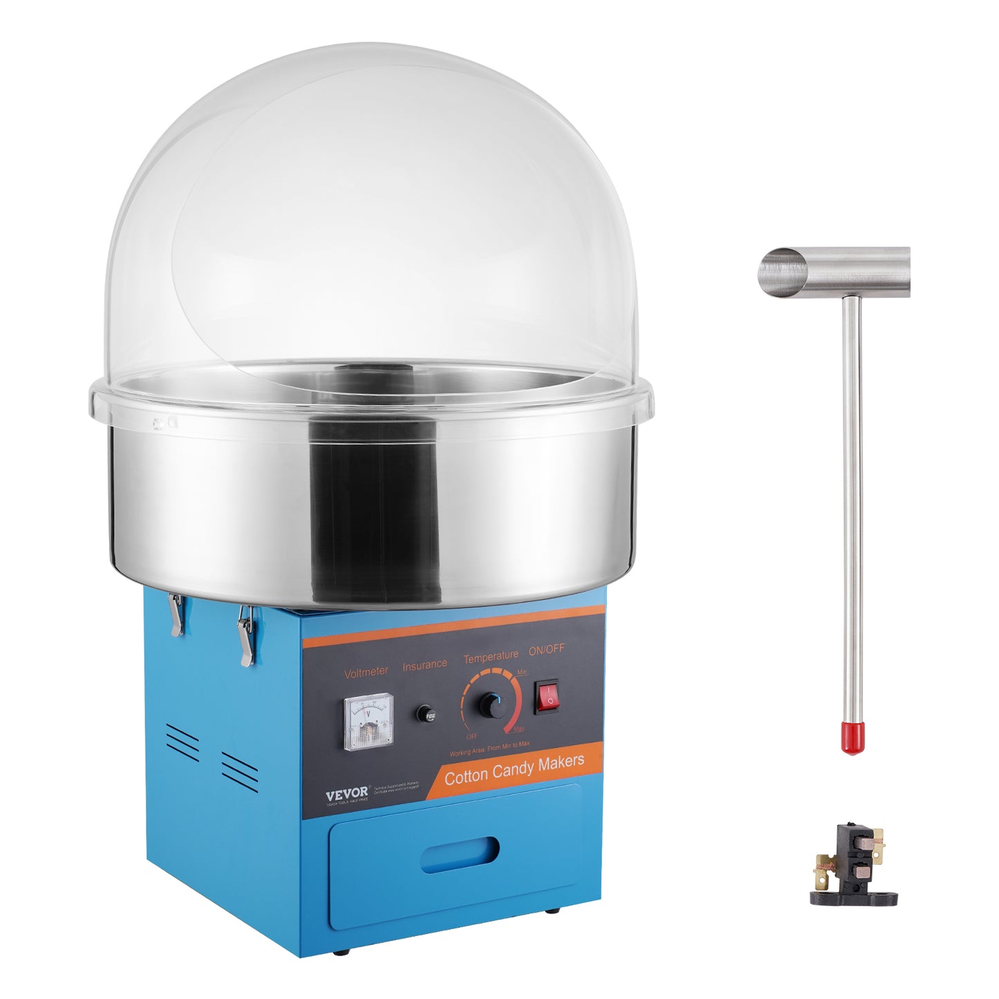 Heavy-Duty Electric Cotton Candy Machine Candy Floss Maker, Commercial Cotton Candy Machine, Stainless Steel Bowl Scoop