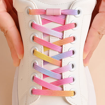 Elastic No Tie Shoe Laces for Sneakers, 1Pair Colorful Buckle Shoelaces with Pearl Light Finish | Fashion Slip-On Laces