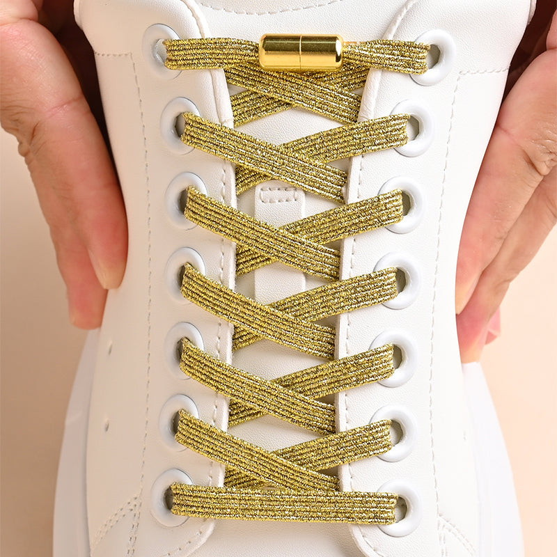 Elastic No Tie Shoe Laces for Sneakers, 1Pair Colorful Buckle Shoelaces with Pearl Light Finish | Fashion Slip-On Laces