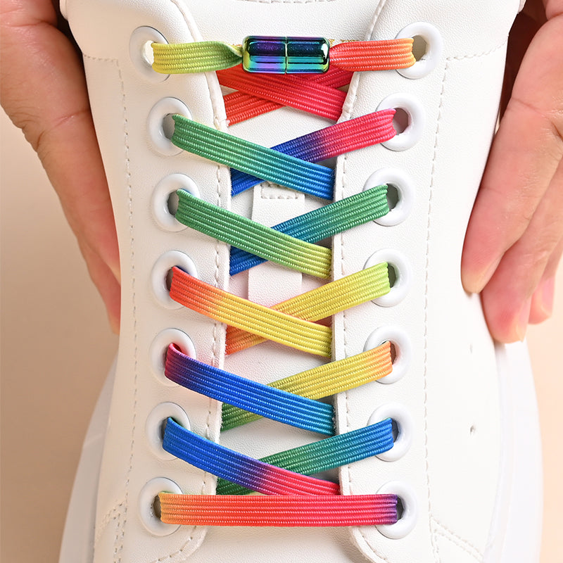 Elastic No Tie Shoe Laces for Sneakers, 1Pair Colorful Buckle Shoelaces with Pearl Light Finish | Fashion Slip-On Laces
