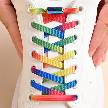 Elastic No Tie Shoe Laces for Sneakers, 1Pair Colorful Buckle Shoelaces with Pearl Light Finish | Fashion Slip-On Laces