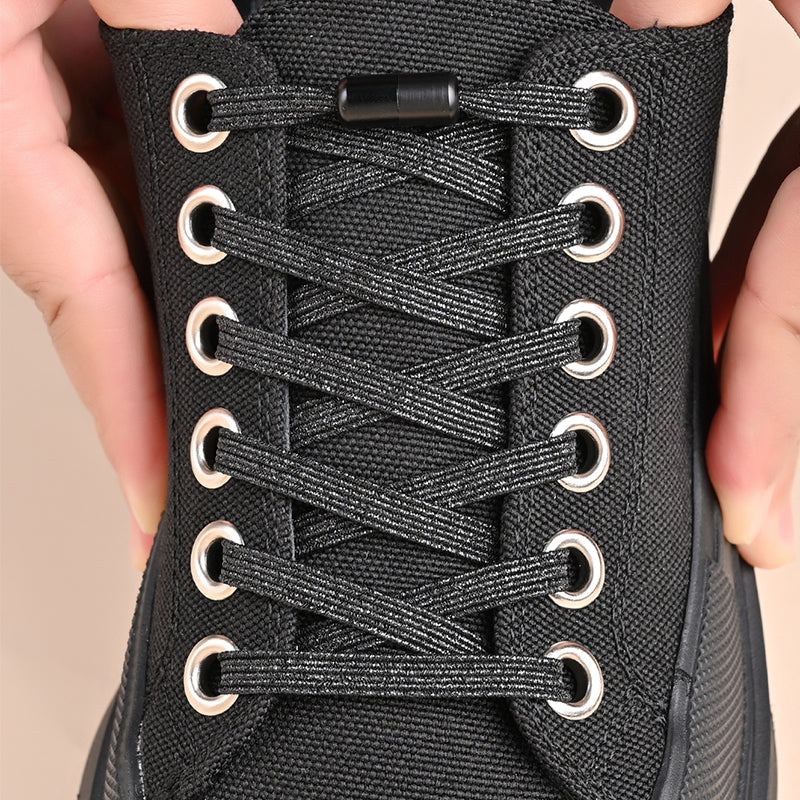 Elastic No Tie Shoe Laces for Sneakers, 1Pair Colorful Buckle Shoelaces with Pearl Light Finish | Fashion Slip-On Laces