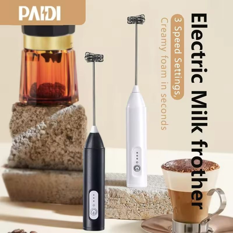 Mini USB Coffee Frother with 3 Speeds and Rechargeable Foam Mixer