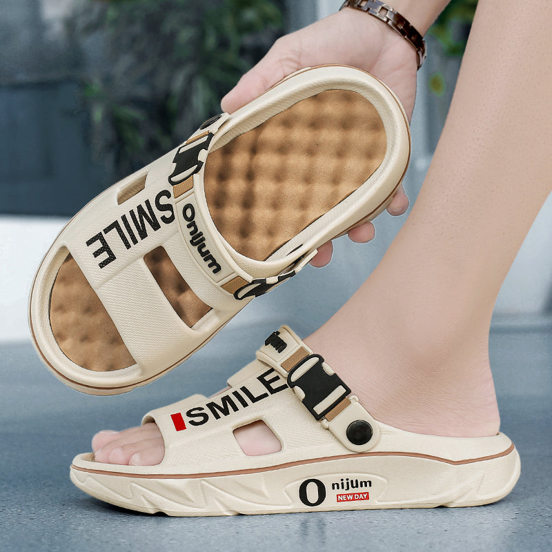 Men Massage Slippers, Soft Indoor Outdoor Clogs, Comfortable Beach Sandals & Casual Slides for Home, Shower, Trave Use