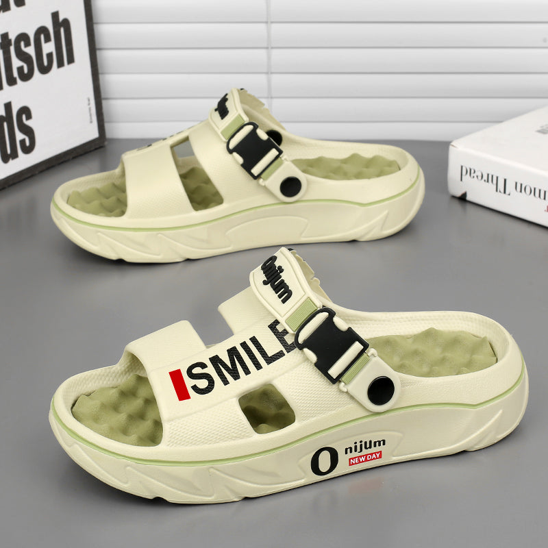 Men Massage Slippers, Soft Indoor Outdoor Clogs, Comfortable Beach Sandals & Casual Slides for Home, Shower, Trave Use