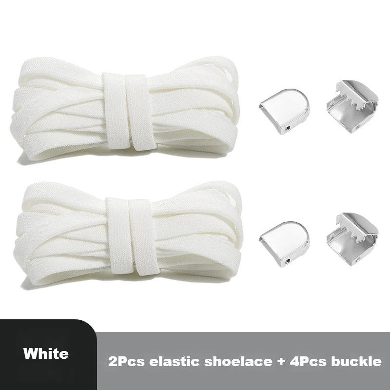 Flat Elastic Shoe Laces No Tie for Sneakers, Quick Shoelace Clips for Kids & Adults, Stretch Lock Laces for Running