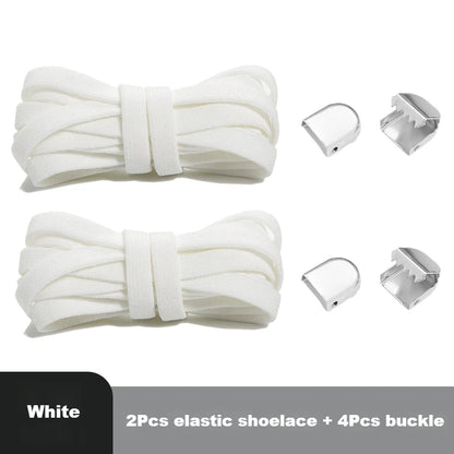 Flat Elastic Shoe Laces No Tie for Sneakers, Quick Shoelace Clips for Kids & Adults, Stretch Lock Laces for Running