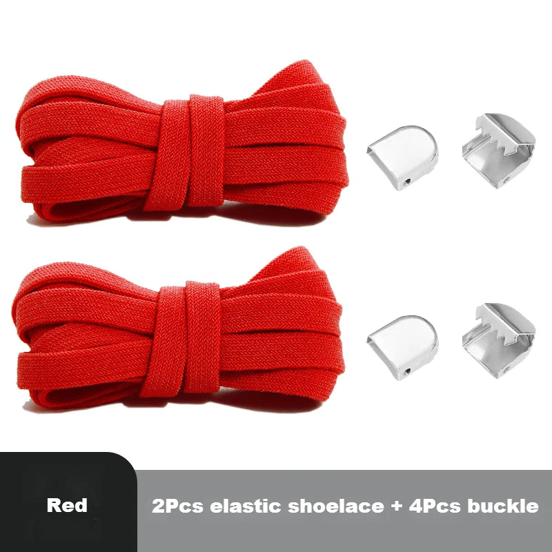Flat Elastic Shoe Laces No Tie for Sneakers, Quick Shoelace Clips for Kids & Adults, Stretch Lock Laces for Running