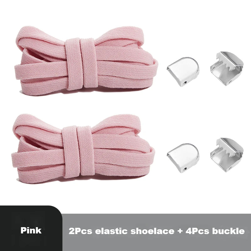 Flat Elastic Shoe Laces No Tie for Sneakers, Quick Shoelace Clips for Kids & Adults, Stretch Lock Laces for Running