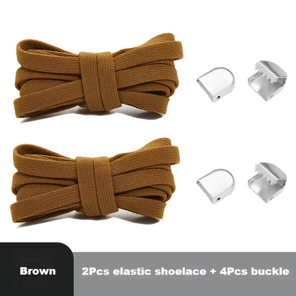 Flat Elastic Shoe Laces No Tie for Sneakers, Quick Shoelace Clips for Kids & Adults, Stretch Lock Laces for Running