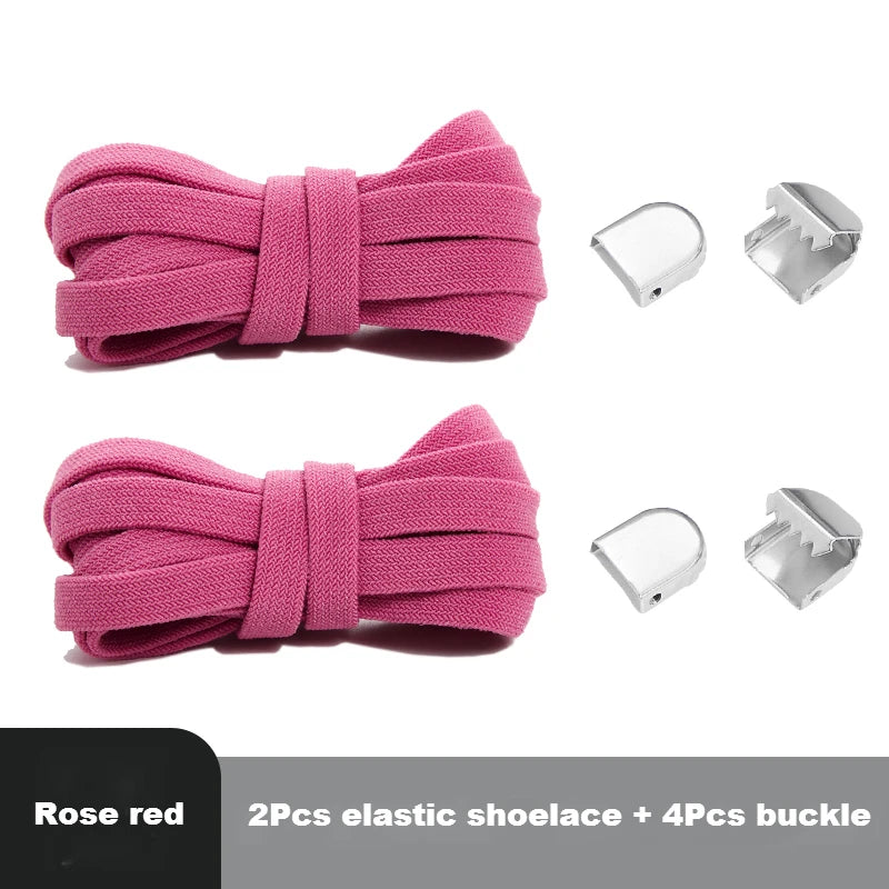 Flat Elastic Shoe Laces No Tie for Sneakers, Quick Shoelace Clips for Kids & Adults, Stretch Lock Laces for Running