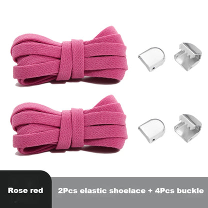Flat Elastic Shoe Laces No Tie for Sneakers, Quick Shoelace Clips for Kids & Adults, Stretch Lock Laces for Running