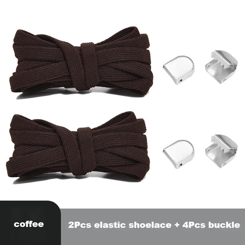 Flat Elastic Shoe Laces No Tie for Sneakers, Quick Shoelace Clips for Kids & Adults, Stretch Lock Laces for Running