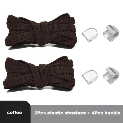 Flat Elastic Shoe Laces No Tie for Sneakers, Quick Shoelace Clips for Kids & Adults, Stretch Lock Laces for Running