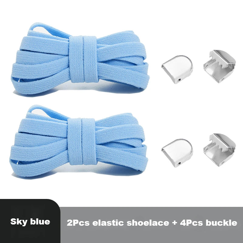 Flat Elastic Shoe Laces No Tie for Sneakers, Quick Shoelace Clips for Kids & Adults, Stretch Lock Laces for Running