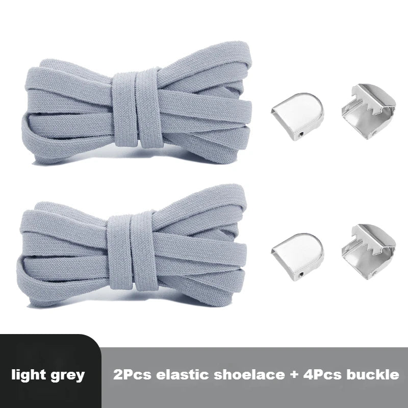 Flat Elastic Shoe Laces No Tie for Sneakers, Quick Shoelace Clips for Kids & Adults, Stretch Lock Laces for Running