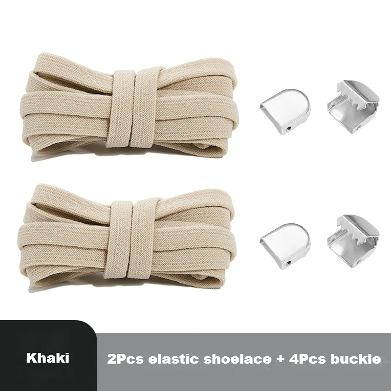 Flat Elastic Shoe Laces No Tie for Sneakers, Quick Shoelace Clips for Kids & Adults, Stretch Lock Laces for Running