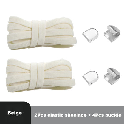 Flat Elastic Shoe Laces No Tie for Sneakers, Quick Shoelace Clips for Kids & Adults, Stretch Lock Laces for Running