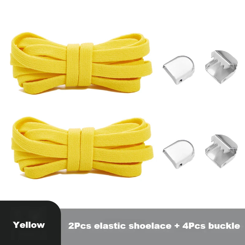 Flat Elastic Shoe Laces No Tie for Sneakers, Quick Shoelace Clips for Kids & Adults, Stretch Lock Laces for Running