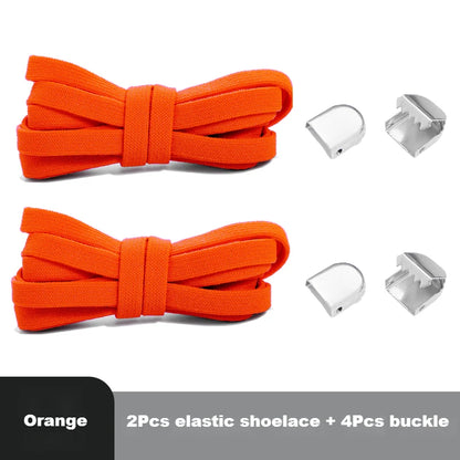 Flat Elastic Shoe Laces No Tie for Sneakers, Quick Shoelace Clips for Kids & Adults, Stretch Lock Laces for Running