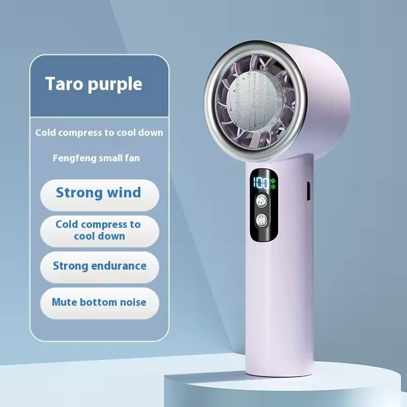 Mini Ice Compress Handheld Fan With 3 Speeds And Rechargeable Turbo Coolin 1
