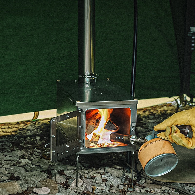 Lightweight Titanium Foldable Tent Stove, Durable Alloy Combustion Portable Charcoal, Wood Burning Outdoor Camping Stove