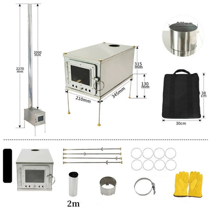 Lightweight Titanium Foldable Tent Stove, Durable Alloy Combustion Portable Charcoal, Wood Burning Outdoor Camping Stove