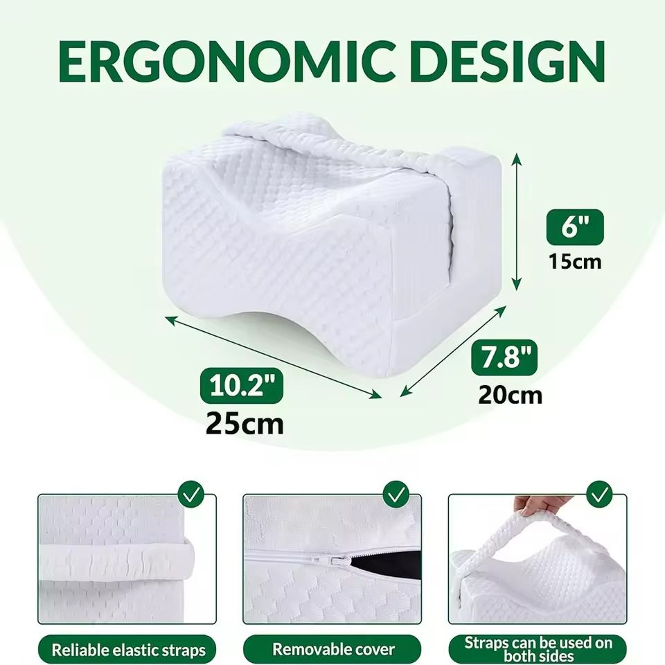 Memory Foam Knee Pillow With Adjustable Strap For Side Sleepers And Hip Pain Relief 2