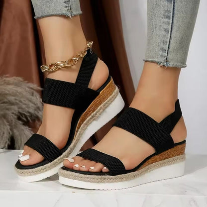 Plus Size Slip On Sandals For Women With Elastic Fabric And Non Slip Sole 2
