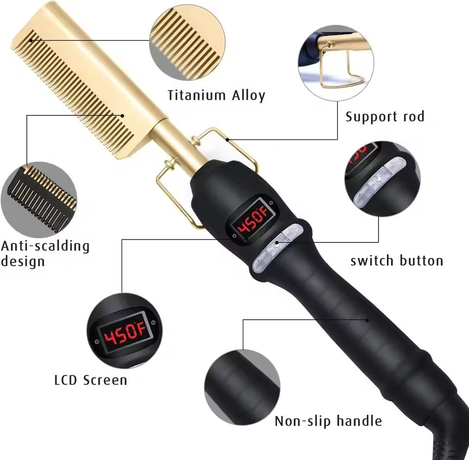 Electric Heating Curling Comb For Dry And Wet Hair With Straightening And Styling Function 3