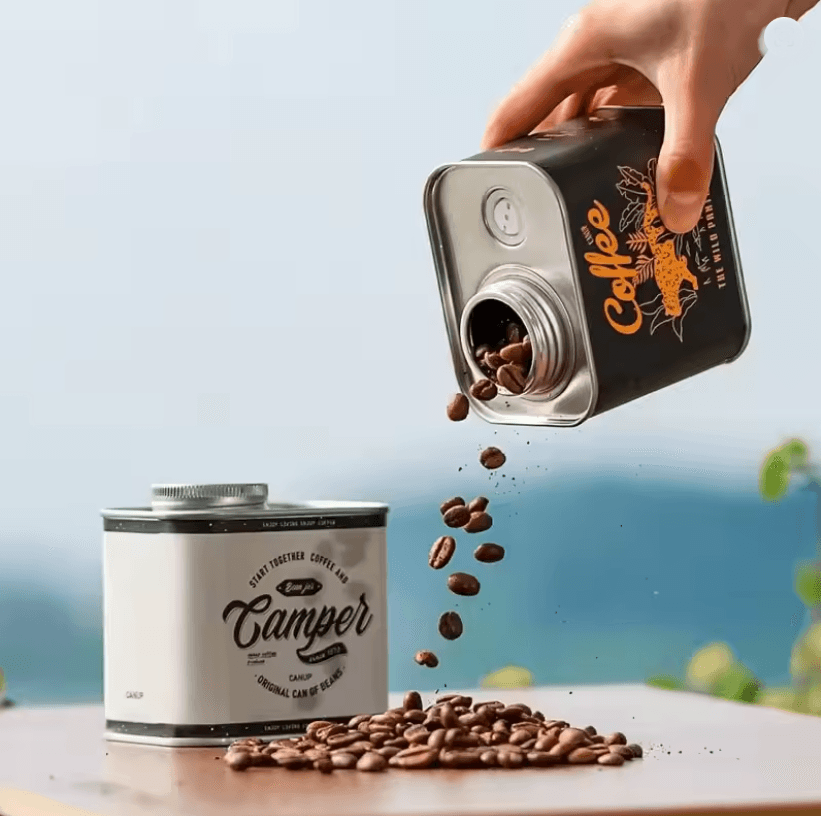CampBrew Food Grade Coffee Bean Storage Canister – Airtight Tin for Outdoor Freshness
