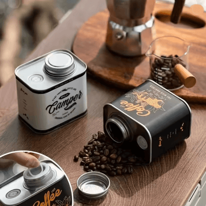 CampBrew Food Grade Coffee Bean Storage Canister  Airtight Tin For Outdoor Freshness 1