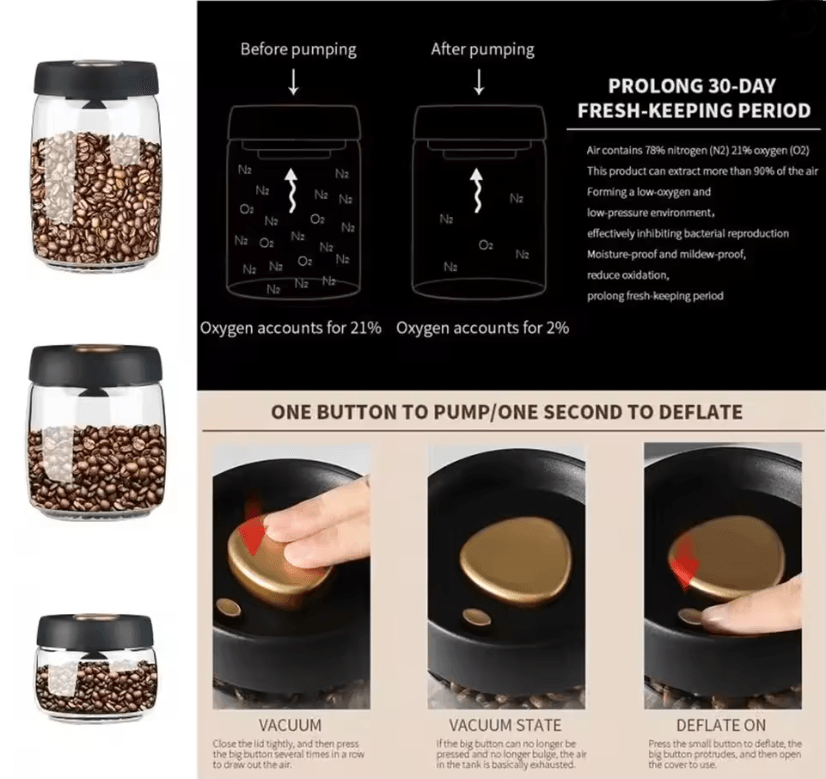 CampFresh Vacuum Sealed Glass Coffee Storage Jar 1