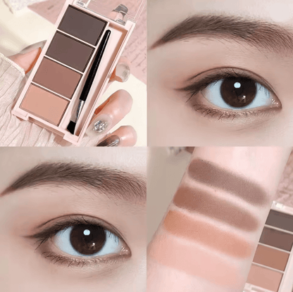 BrowCraft 4Color Matte Eyebrow Powder Palette with Dual Brushes