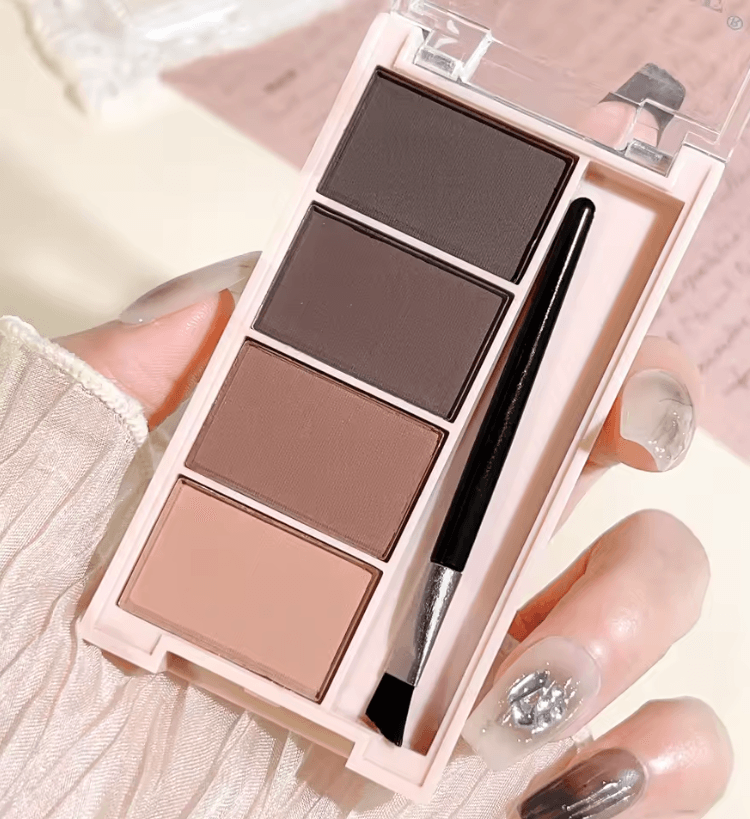 BrowCraft 4Color Matte Eyebrow Powder Palette With Dual Brushes 2