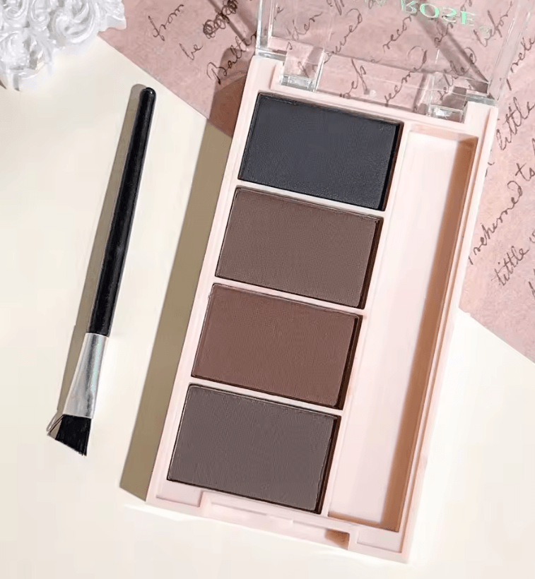 BrowCraft 4Color Matte Eyebrow Powder Palette With Dual Brushes 3
