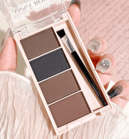 BrowCraft 4Color Matte Eyebrow Powder Palette With Dual Brushes 4