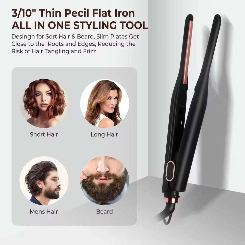 Temperature Adjustable Mini Flat Iron For Short Hair And Beard Styling 1