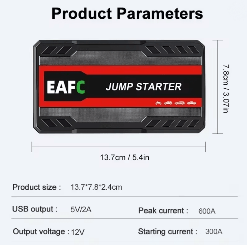 PowerStart 600A Portable Jump Starter Power Bank 1