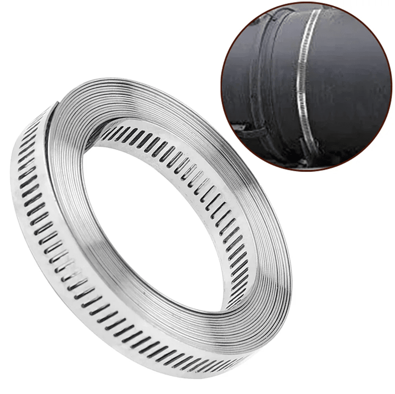 GripMaster 10ft Stainless Steel Worm Gear Hose Clamp Kit With 6 Fasteners 1
