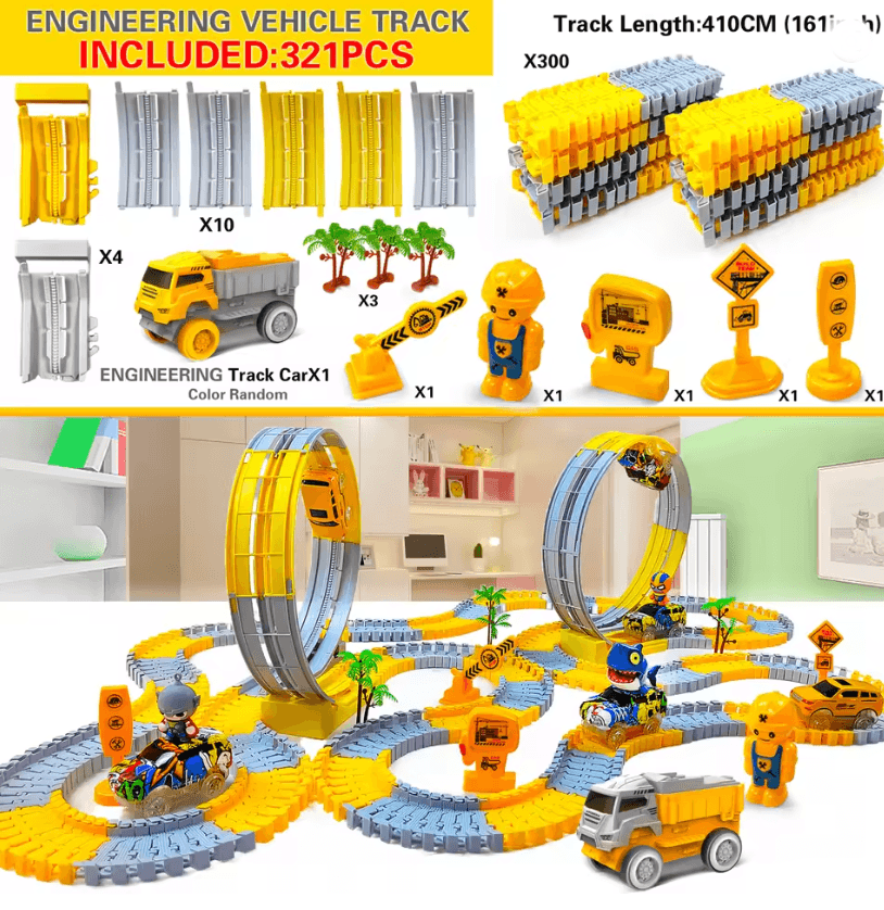 RoadFlex Electric Flexible Track Toy Childrens Interactive STEM Car Set 4