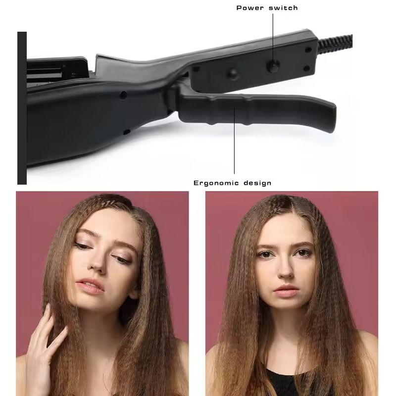 Ceramic Hair Curler Wand With Corrugated Wave Comb For Salon Styling 4