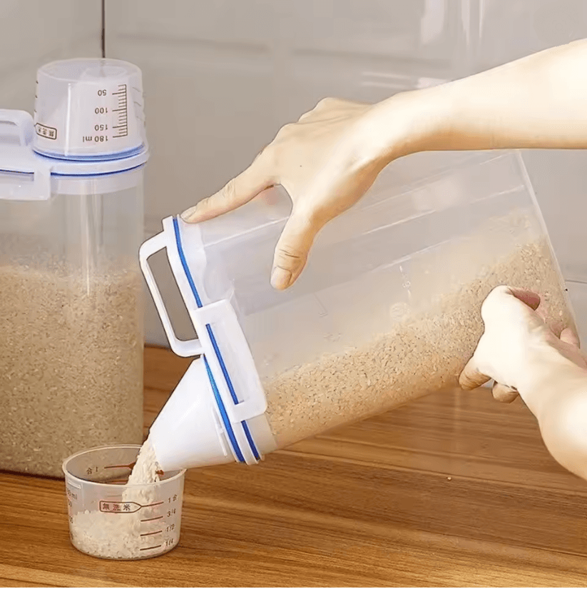 GrainGuard Airtight Rice and Grains Storage Canister with Measuring Cup