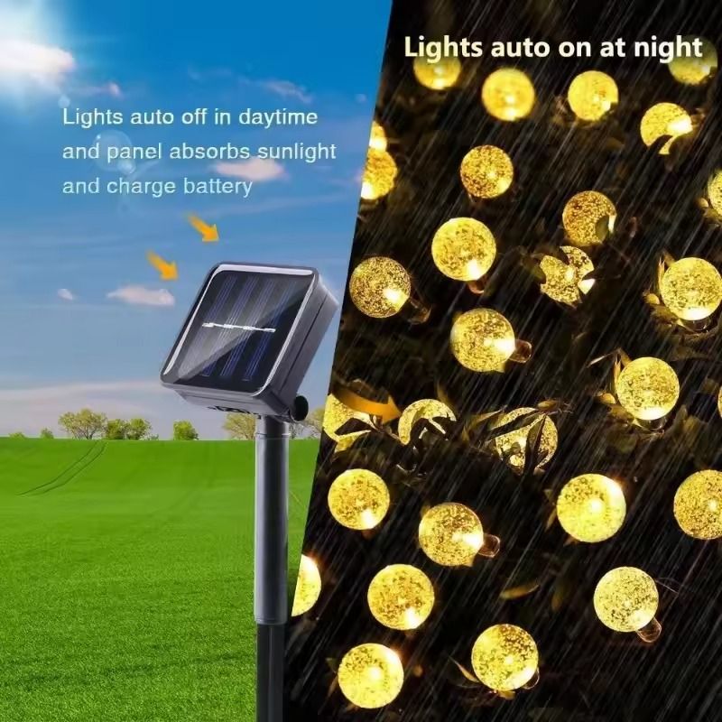 Solar Crystal Globe LED String Lights For Outdoor Garden And Party Decor 5