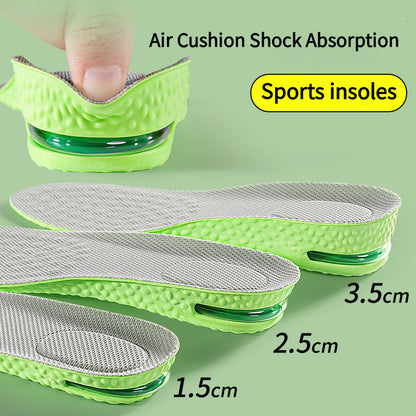 Shock Absorbing Height Increase Insoles, Air Cushion Inserts, Breathable, Sweat & Odor Control Comfort Insoles