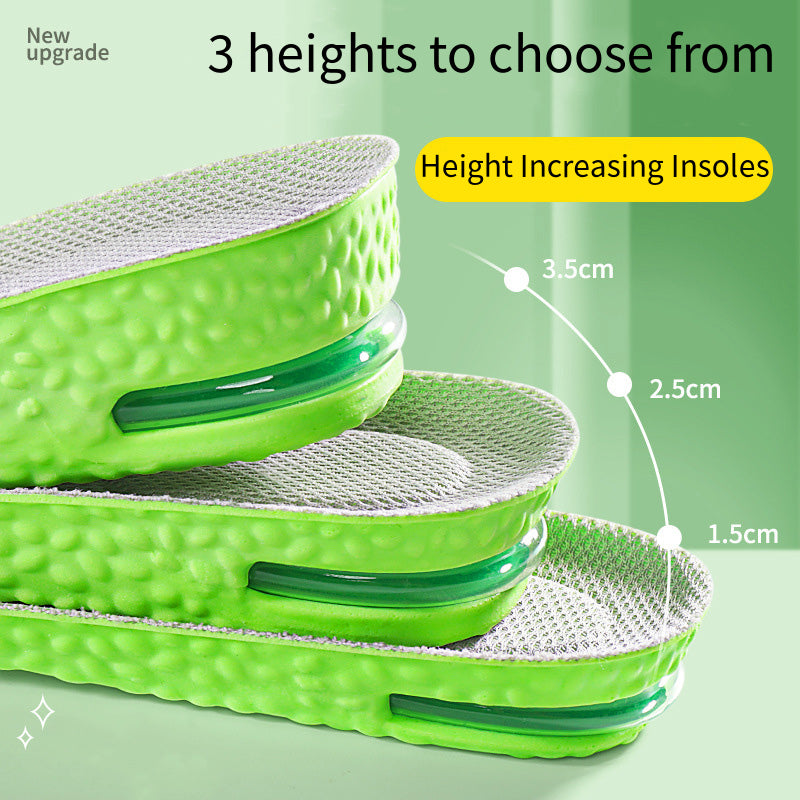 Shock Absorbing Height Increase Insoles, Air Cushion Inserts, Breathable, Sweat & Odor Control Comfort Insoles