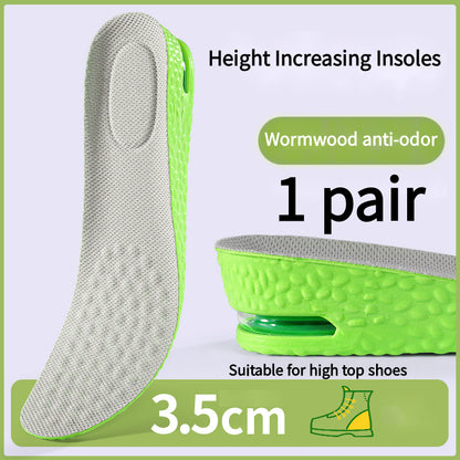 Shock Absorbing Height Increase Insoles, Air Cushion Inserts, Breathable, Sweat & Odor Control Comfort Insoles