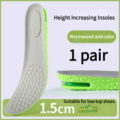 Shock Absorbing Height Increase Insoles, Air Cushion Inserts, Breathable, Sweat & Odor Control Comfort Insoles